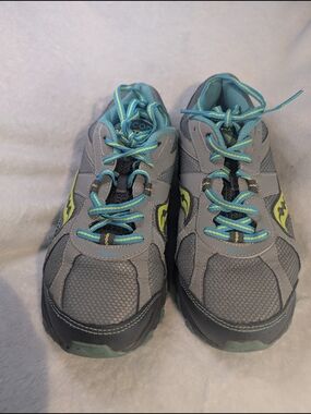 Saucony Raptor TR Women's Trail Hiking Shoes Size 8.5 Gray Aqua Green
